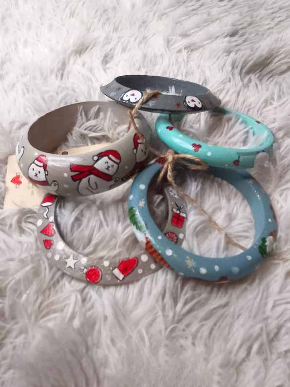 Christmas Wooden Bracelet Set